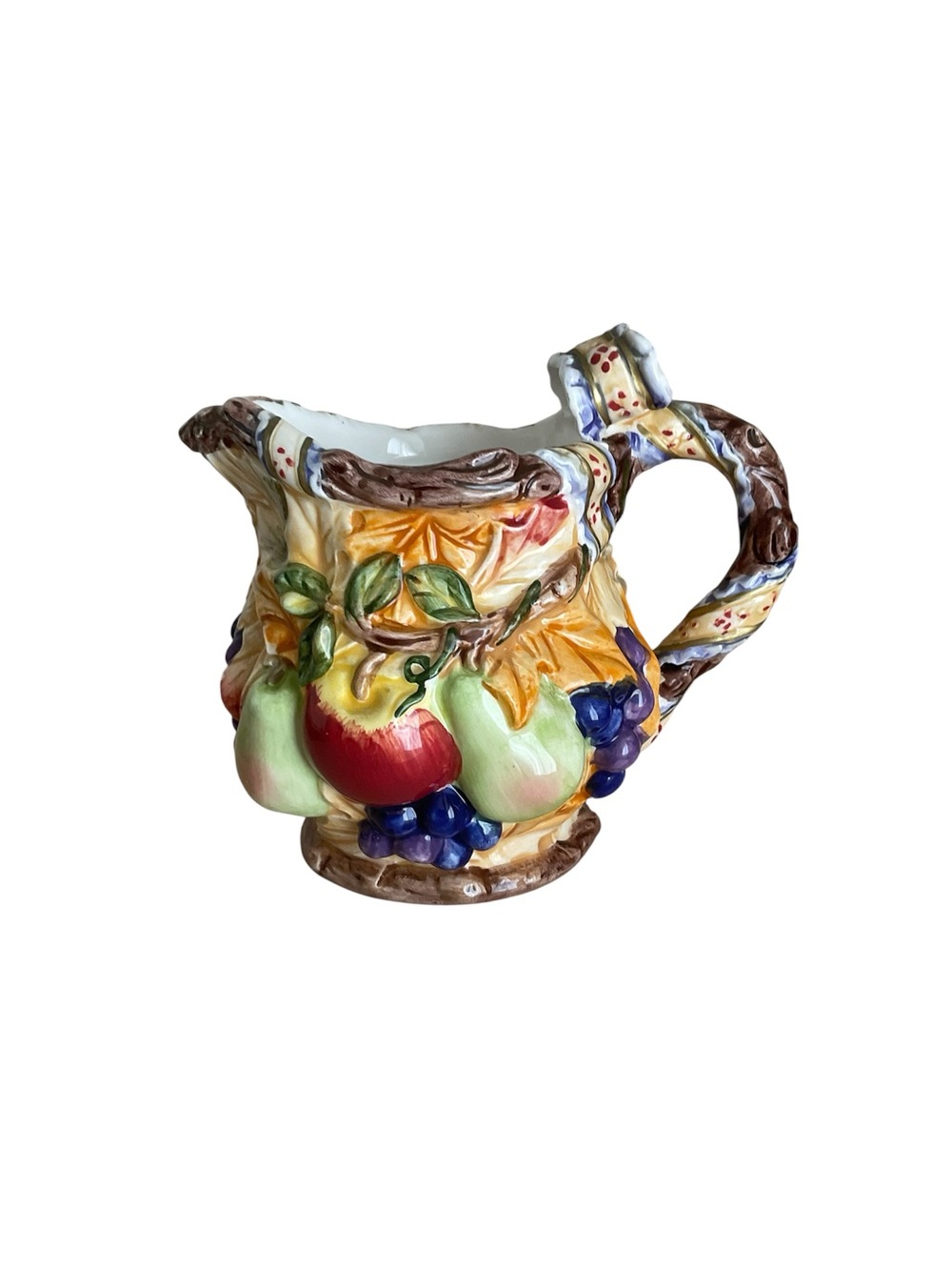 Hand-Painted Fruit Motif Ceramic creamer/ vase - Multicolor